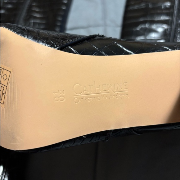 CATHERINE MALANDRINO Black Heeled Boots with Crocodile Texture Size 8.5 - Picture 5 of 8